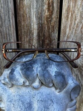 Fendi Vintage Eyeglass Frames Bronze Metal F944 FF Logo Zucca Fun Fur Print Arms